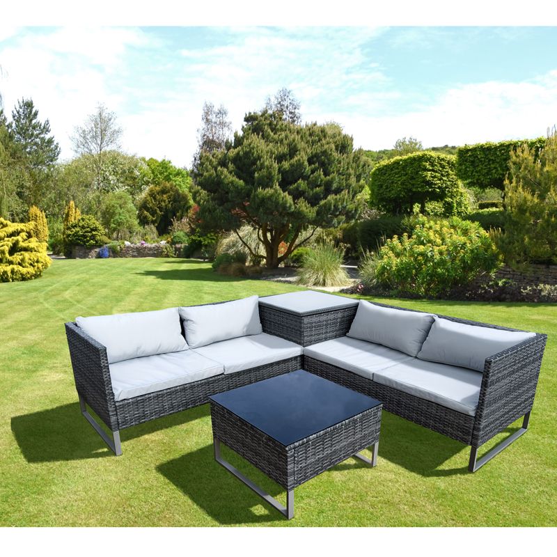 Avignon Garden Sofa Set by Croft - 4 Seats Flat Weave Rattan White