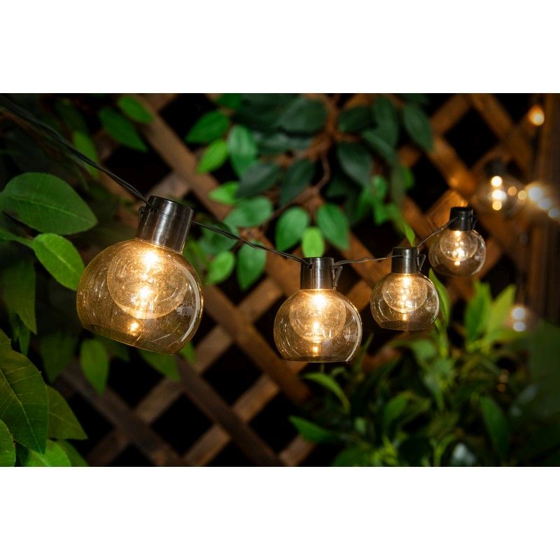 Festoon Solar Garden String Lights Decoration 10 Warm White LED - 2m by Bright Garden