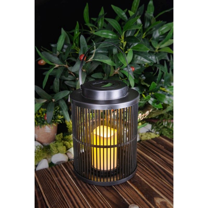 Candle Solar Garden Lantern Decoration Orange LED - 25cm Contemporary Artisan by Bright Garden