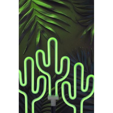 Image of 3 Pack Cactus Solar Garden Stake Light Decoration Green LED - 45cm Neon by Bright Garden