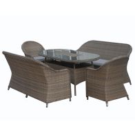 See more information about the Arles Garden Patio Dining Set by Croft - 6 Seats Aluminium Full Round Weave Rattan Grey