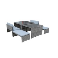 See more information about the Arles Garden Patio Dining Set by Croft - 8 Seats Aluminium Full Round Weave Rattan Grey