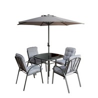 See more information about the Hartwell Garden Patio Dining Set by Croft - 4 Seats Grey & White Cushions