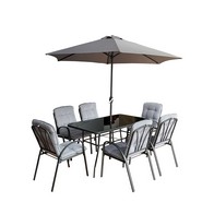 See more information about the Hartwell Garden Patio Dining Set by Croft - 6 Seats Grey & White Cushions