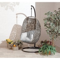See more information about the Brampton Flat Weave Rattan Garden Cocoon Chair by Croft with Grey