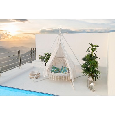 See more information about the Swinging Hammock by Croft with Cream Cushions