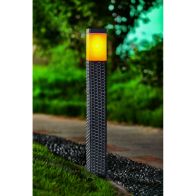 See more information about the Rattan Solar Garden Light Bollard Decoration 12 Orange LED - 80cm by Bright Garden