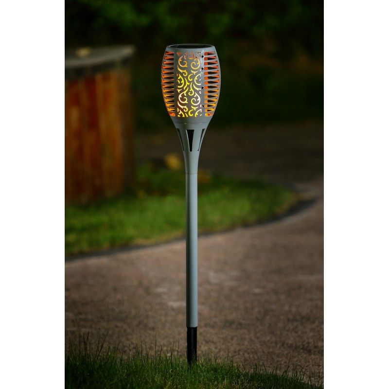 Grey Torch Solar Garden Stake Light 36 Orange LED - 78cm by Bright Garden