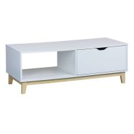 See more information about the Malmo Coffee Table Pine White 1 Shelf 1 Drawer