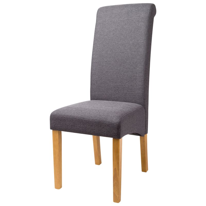 London Dining Chair Wood & Fabric Dark Grey