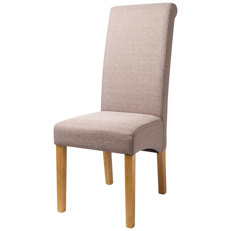 London Dining Chair Wood & Fabric Beige