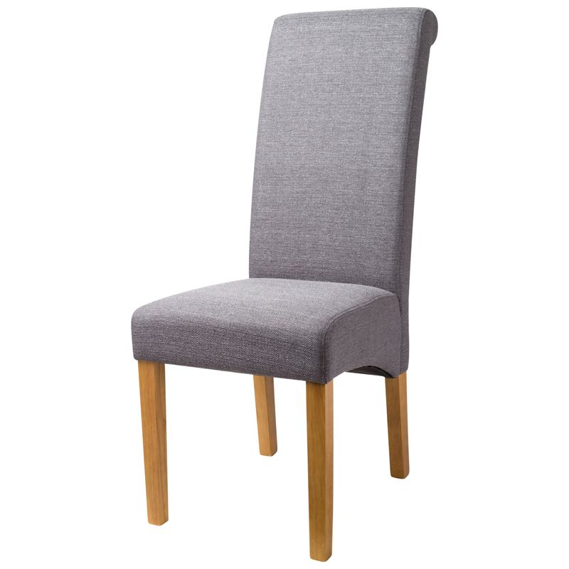 London Dining Chair Wood & Fabric Grey