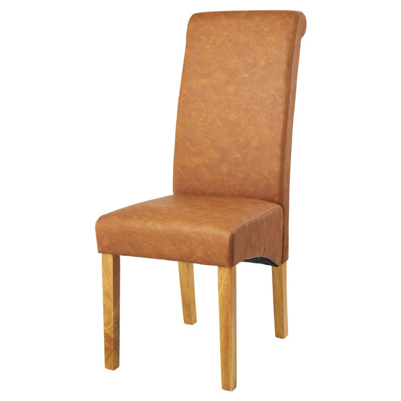 London Dining Chair Wood & Faux Leather Brown