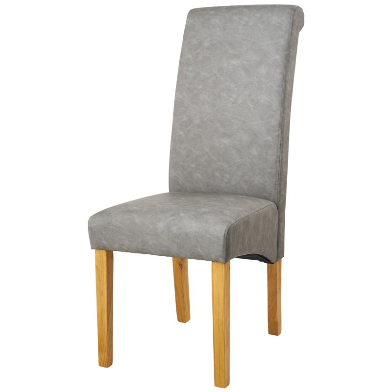 London Dining Chair Wood & Faux Leather Grey