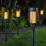 See more information about the 5 Pack Slate Grey Solar Party Flaming Torch Light Stake Lantern LED