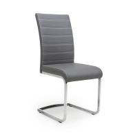 See more information about the Pair of Dining Chairs Grey Horizontal Stitch Faux Leather - Metal Cantilever Legs