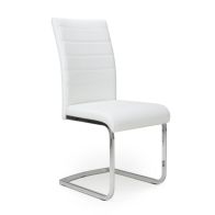 See more information about the Pair of Dining Chairs White Horizontal Stitch Faux Leather - Metal Cantilever Legs