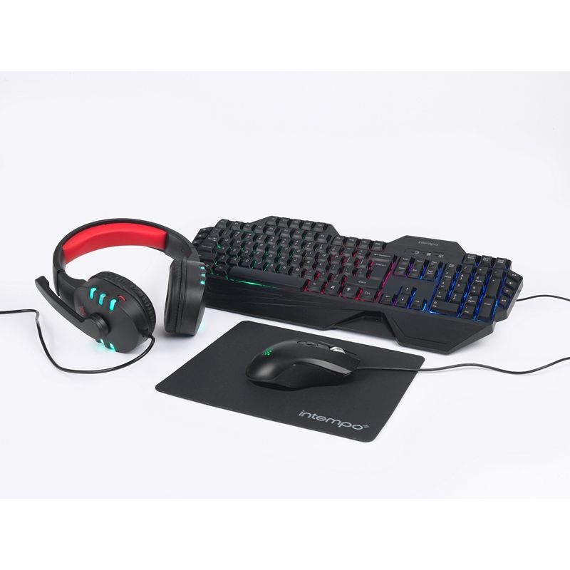 Intempo Quest 4 In 1 Gaming Set With Keyboard Headset And Mouse