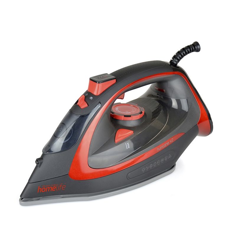 Hurricane Steam Iron with Ceramic Soleplate Black And Red - 3200W