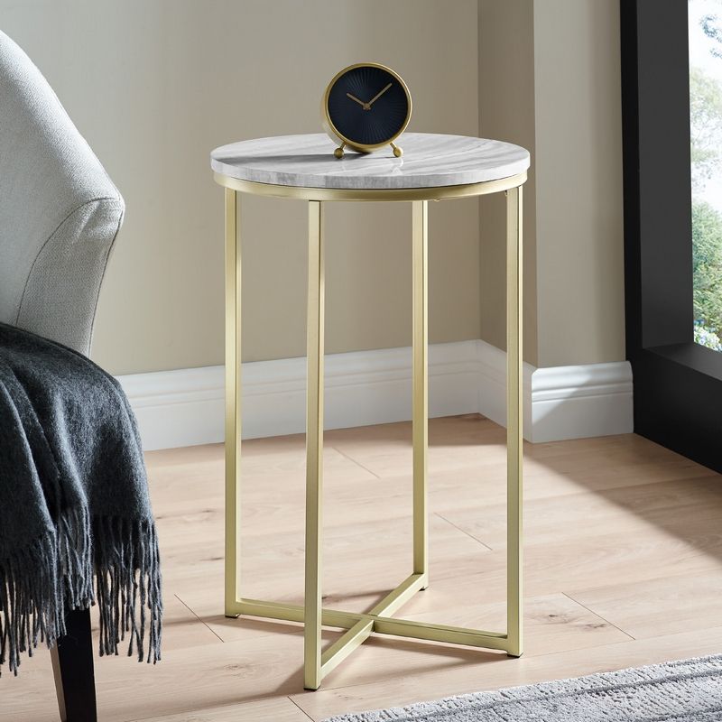 Deco Circular Side Table Gold and Grey