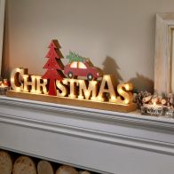 See more information about the Wood Christmas Scene Decoration Warm White LED - 45cm