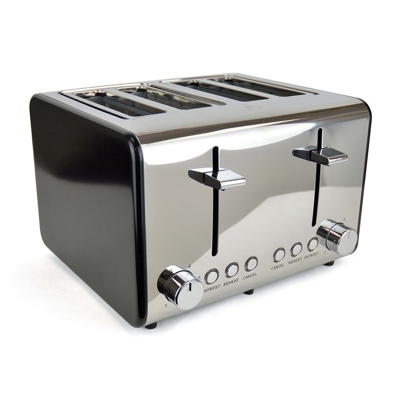 Kitchen Toaster Wide Slot 4 Slice 1800W - Stainless Steel