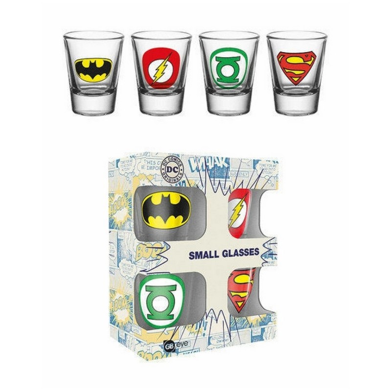 Set of 4 DC Comics Justice League Shot Glasses