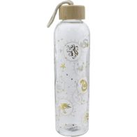 See more information about the Harry Potter Glass Water Bottle with Gold Hogwarts Pattern 500ml