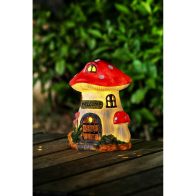 See more information about the Mushroom House Solar Garden Light Ornament Decoration 2 Warm White LED - 17.5cm by Bright Garden