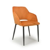 See more information about the Pair of Contemporary Dining Chairs Orange Brushed Velvet