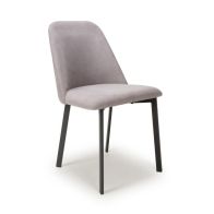 See more information about the 4 Contemporary Dining Chairs Light Grey Linen Effect