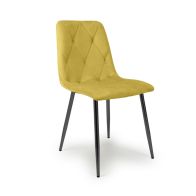 See more information about the 4 Contemporary Dining Chairs Diamond Stitch Mustard - Black Metal Legs