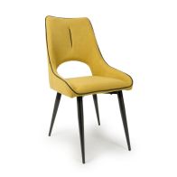See more information about the Pair of Contemporary Dining Chairs Yellow Chenille - Black Metal Legs