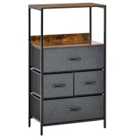 See more information about the Homcom 4 Drawer Storage Chest Unit Home Cabinet With Shelves Home Living Room Bedroom Entryway Living Furniture Black