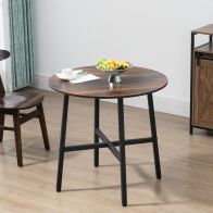 See more information about the Homcom 85cm Dining Room Table Industrial Style Kitchen Table Round With Steel Legs Rustic Brown