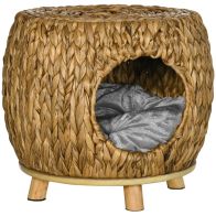 See more information about the Pawhut Wicker Cat Bed Cat House Stool With Washable Cushion 44 X 43 X 41cm