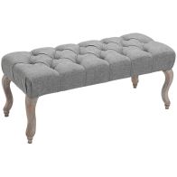 See more information about the Homcom Tufted Upholstered Accent Bench Window Seat Bed End Stool Fabric Ottoman For Living Room Bedroom Hallway