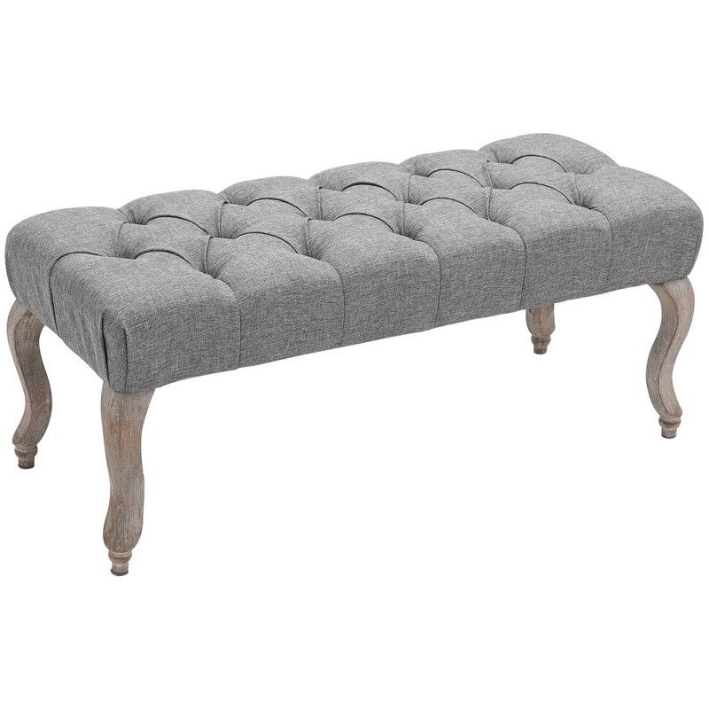 Homcom Tufted Upholstered Accent Bench Window Seat Bed End Stool Fabric Ottoman For Living Room Bedroom Hallway