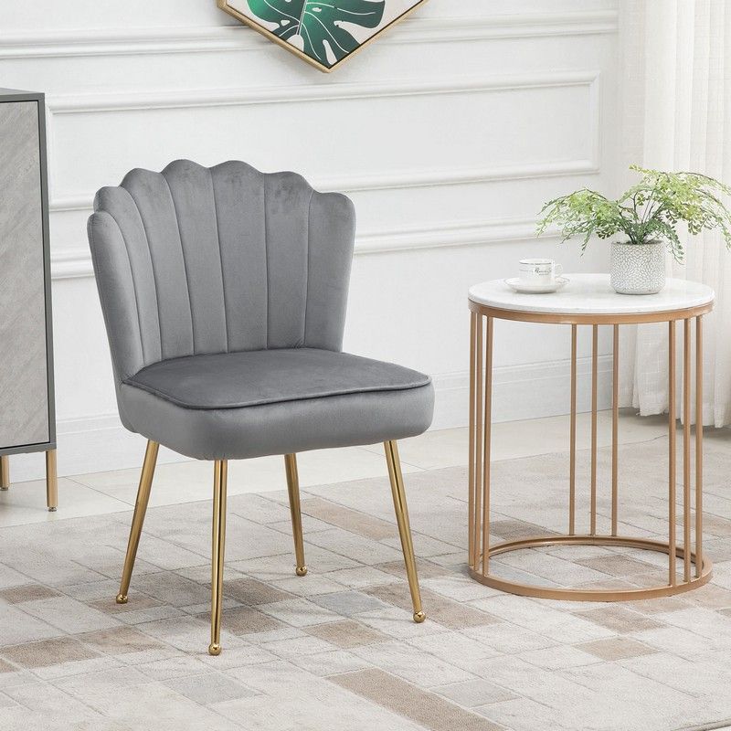 Homcom Velvet-Feel Shell Luxe Accent Chair