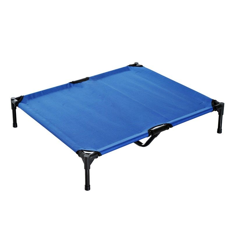 Pawhut Large Dogs Portable Elevated Fabric Bed For Camping Outdoors Blue