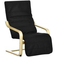 See more information about the Homcom Wooden Lounging Chair Deck Relaxing Recliner Lounge Seat With Adjustable Footrest & Removable Cushion Black