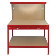 See more information about the Raven Q-Rax 3' 11" x 1' 11" Not Applicable Workbench with Pegboard, Drawer & Light - Classic