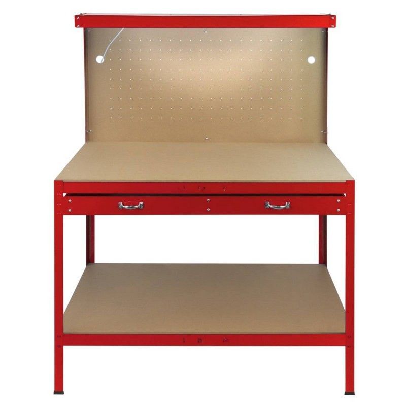 Raven Q-Rax 3' 11" x 1' 11" Not Applicable Workbench with Pegboard, Drawer & Light - Classic