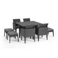 See more information about the Santiago Garden Patio Dining Set by Keter - 8 Seats Grey Cushions