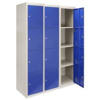 See more information about the Steel Lockers 12 Compartments 180cm - Grey & Blue Set Of Three Flatpack by Raven