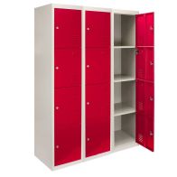 See more information about the Steel Lockers 12 Compartments 180cm - Grey & Red Set Of Three by Raven