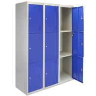See more information about the Steel Lockers 9 Compartments 180cm - Grey & Blue Set Of Three Flatpack by Raven