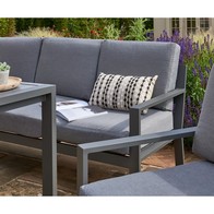 See more information about the Titchwell Garden Patio Dining Set by Handpicked - 7 Seats Grey Cushions