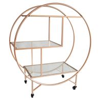 See more information about the Deco Bar Cart Metal & Glass Rose Gold 2 Shelves