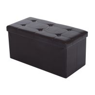 See more information about the Homcom Folding Faux Leather Storage Cube Ottoman Bench Seat PU Rectangular Footrest Stool Box (Brown)